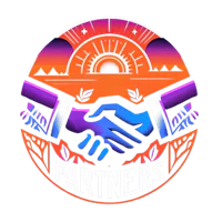partners logo with a handshake in the background