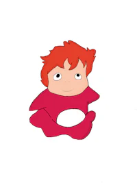 a cartoon of a red haired girl in a red dress
