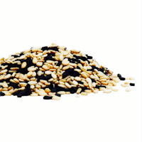 black sesame seeds on a white background