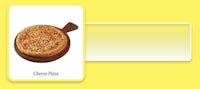a pizza is shown on a yellow background