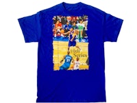 a blue t - shirt with an image of a basketball player