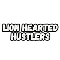 lion heart hustlers logo on a black background