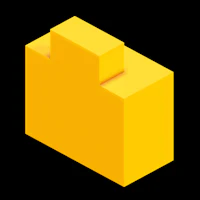a yellow block on a black background