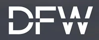 the dfw logo on a black background
