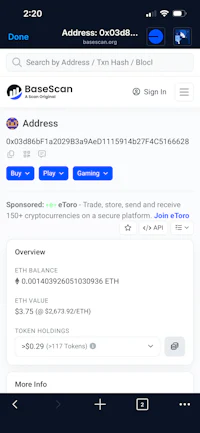 a screenshot of a bitcoin address on an iphone