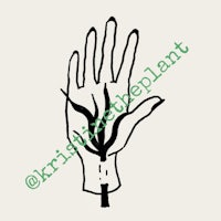 a drawing of a hand holding a plant