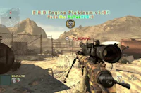 a screenshot of a video game with a rifle in it