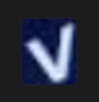 a blue square with the letter v on it