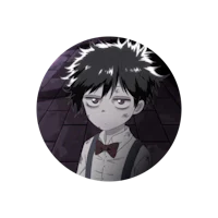 an anime character with black hair and a bow tie