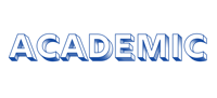 the word academic in blue on a black background
