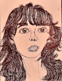 a drawing of a woman with long hair