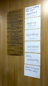 a group of notes on a wall