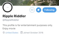 ripple riddler profile for entertainment purposes only