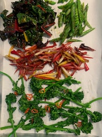 a sheet of paper with vegetables on it