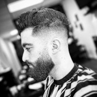black and white photo of a man with a beard