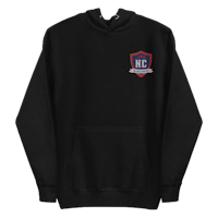 a black hoodie with the ncc logo on it