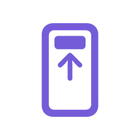 a purple icon with an arrow pointing up