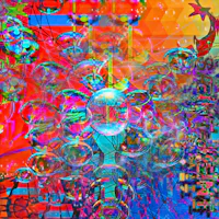 a colorful painting of soap bubbles