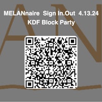 a qr code with the words melaine sign out kdfb block party
