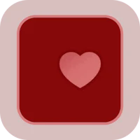 a red square with a heart on it