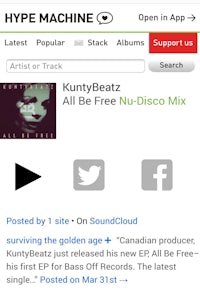 a screenshot of the hype machine app