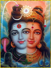 a painting of lord shiva and lord ganesha