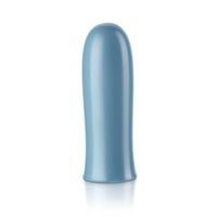a blue plastic sex toy on a white background
