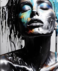 a woman with colorful paint on her face