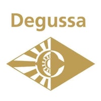 the logo for degussa on a white background