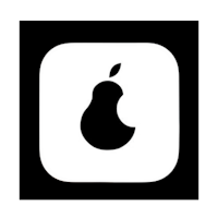 a black square with a pear icon on it