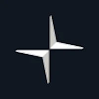 a white star logo on a black background