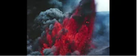 an image of a volcano with smoke coming out of it