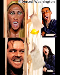 denzel washington and a woman with a hammer