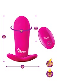 a pink vibrating toy with measurements
