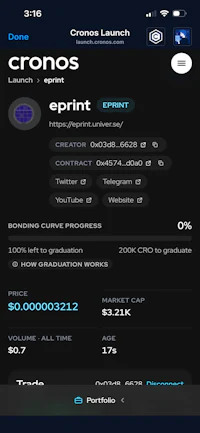 a screenshot of the cronos app on an iphone