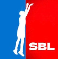 sbl logo with a basketball player in the air