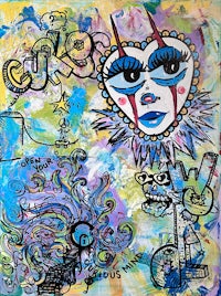 a painting of a woman with a face on it