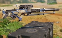 a sniper rifle in a game of apex legends