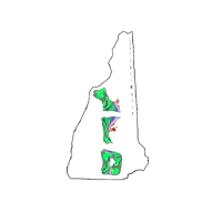 the state of new hampshire is shown on a black background