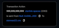 a black screen with a message that says transaction action is sent from nitus spacecraft