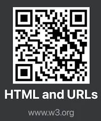 a qr code with the words html and urls