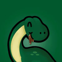 a green dinosaur with its mouth open on a green background