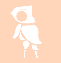 a white silhouette of an owl on a peach background