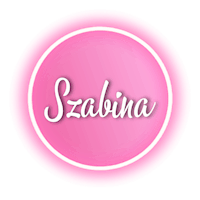 a pink circle with the word sabiana on it