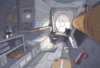 a drawing of a room in a spaceship