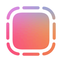 a square icon with a pink and purple background
