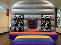 an inflatable bouncer in a room