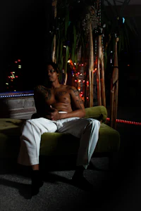 a man sitting on a couch