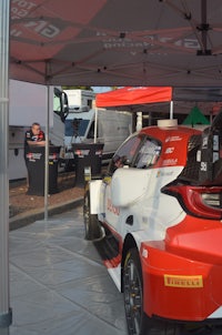 a red and white racing car