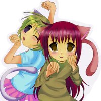 two anime girls standing next to each other